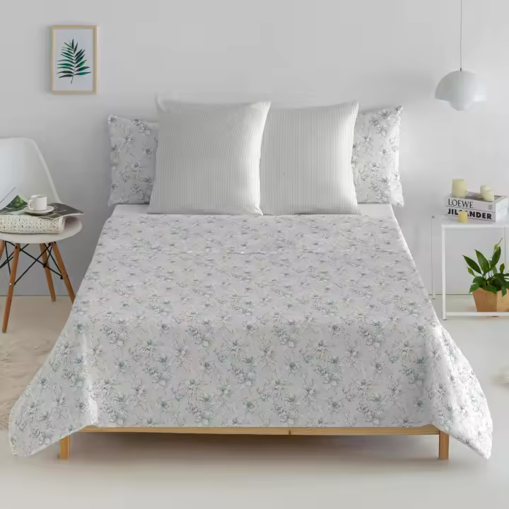 EL CABALLO - Sábana encimera 100% algodón 144 hilos azul JEREZ. Varios tamaños disponibles. - 1