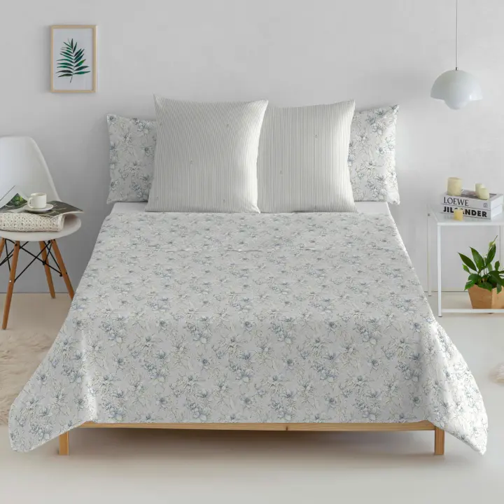 EL CABALLO - Sábana encimera 100% algodón 144 hilos azul JEREZ. Varios tamaños disponibles. - 1