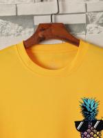 Camiseta Hombre Estampado De Piña Diseño Divertido Casual Verano Manga Corta Cuello Redondo Material Algodón Cómodo Para Exterior - details 13