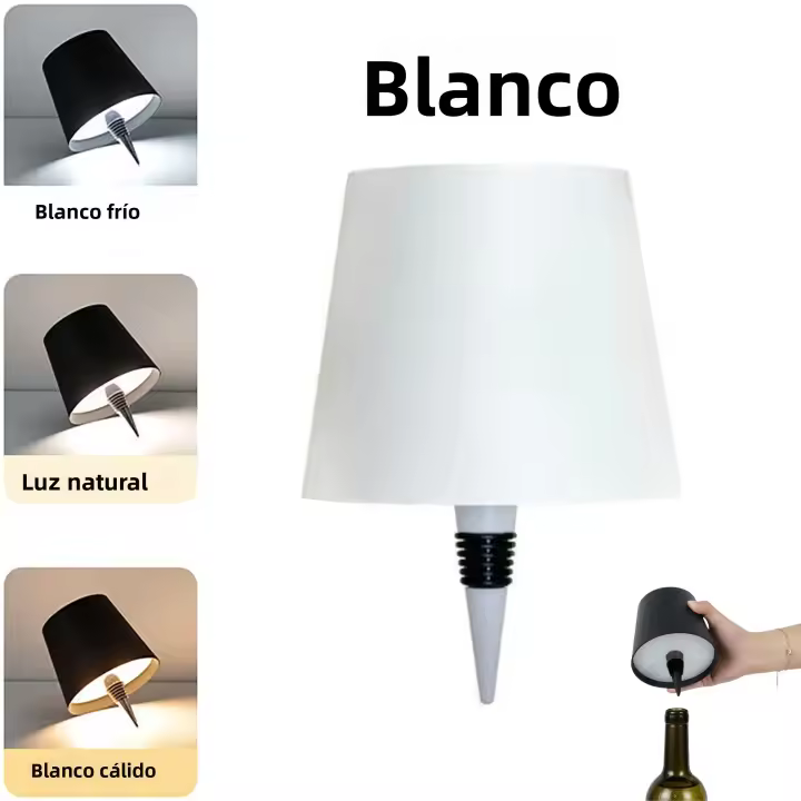 Lámpara De Vino Inalámbrica 3 Colores Y Dimmer Sin Fin Recargable Tipo C Para Botellas De Vino Barra Luz De Escritorio - 1