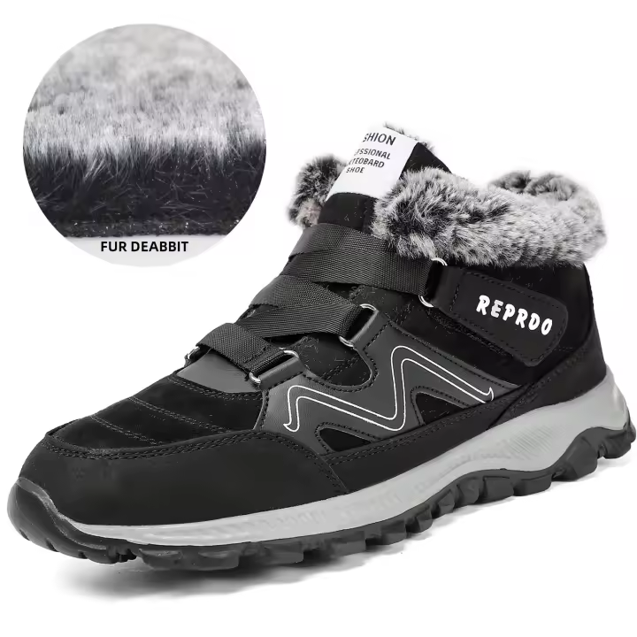 Botas De Invierno Para Hombre Con Peluche Alta Calidad Botas De Nieve De Caña Baja Botas De Trabajo De Goma Botas De Zapatillas Con Forro De Plush Talla Verdadera - 1