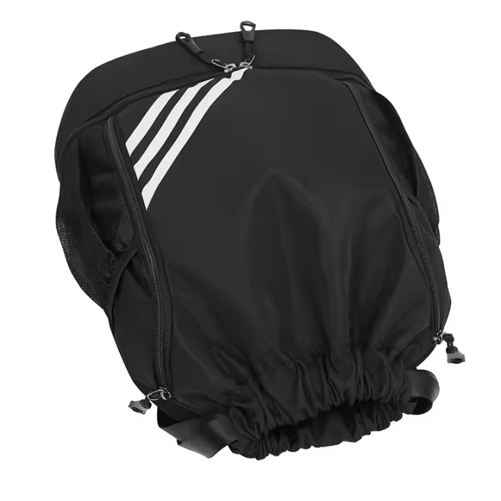 Sports Drawstring Backpack - Water Resistant Gym Bag with Shoes Compartment and Water Bottle Holder Pockets -Drawstring Bag String Cinch Bag for Gym, Travel, Swimming, Beach, Men Women (Black) - 1