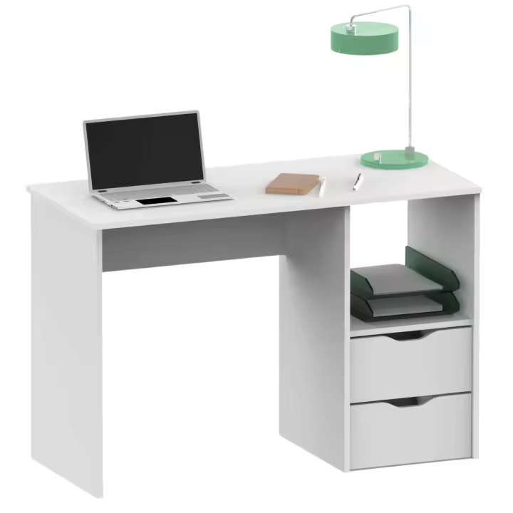 Mesa Escritorio Estudio Oficina Eko con 2 Cajones en Color Blanco 76x115x50 cm - 1