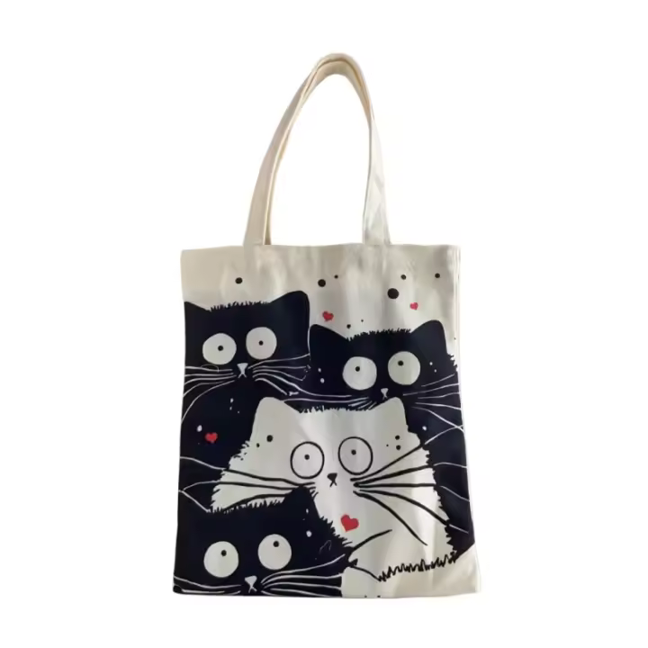 Bolso De Hombro De Lino Reutilizable Para Mujer Con Gato Aesthetic Y Zipper Interior Andeiltech Regalo Para Niña Bolsa De Compras Y Supermercado - 1
