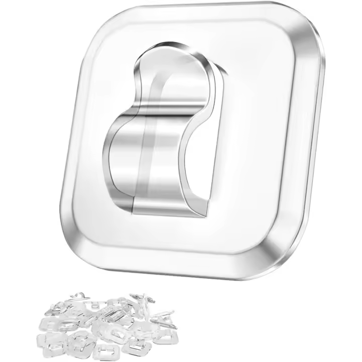 50 mini,luz ganchos,con tiras adhesivas,pequeñas,transparentes la luz interior de la médula clips,sin daños,de plástico gancho de la pared para colgar,las pequeñas luces de Navidad con clips de cable y decoración,decoración - 1