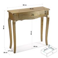 Versa Cagliari Mueble Recibidor Estrecho para la Entrada o el Pasillo, Mesa Consola, con 1 cajón, Medidas (Al x L x An) 80 x 30 x 80 cm, Madera, Color Dorado - details 6