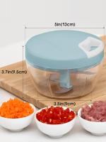 Manual Food Chopper,Kitchen Hand Pull Processor or Slicer for Vegetables Meat Fruits Nuts Garlic Onion Peppers (Green) - details 0