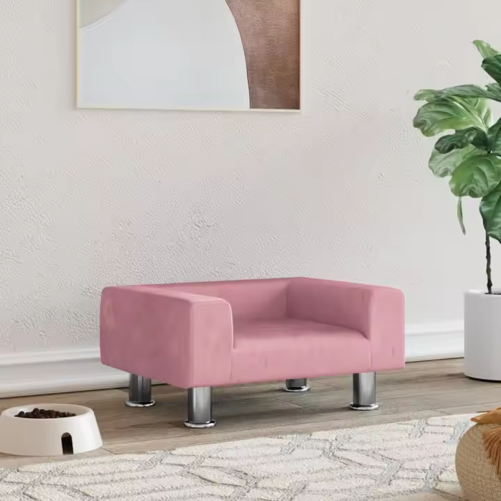 vidaXL Cama para perros de terciopelo rosa 50x40x26,5 cm - 1