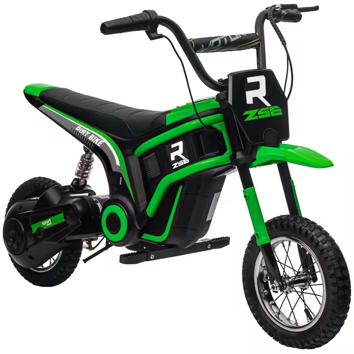 HOMCOM Moto eléctrica infantil, Moto infantil 24V con bocina, ligera, Vehículo infantil con acelerador giratorio, 8-16 km/h, Para 8-12 años, Verde - 1