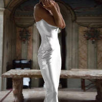 Vestido De Seda Con Sección Cruzada De Color Sólido Para Mujer Vestido De Caudal Con Punta De Sirena De Verano Ajustado Y Sexy - details 8