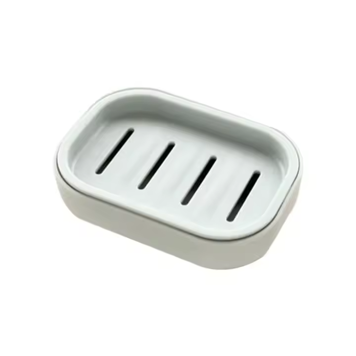 Caja De Jabón Portátil Doble Capa De Plástico Con Tapa Para Baño Organizador De Drenaje Para El Hogar Y Baño - 1