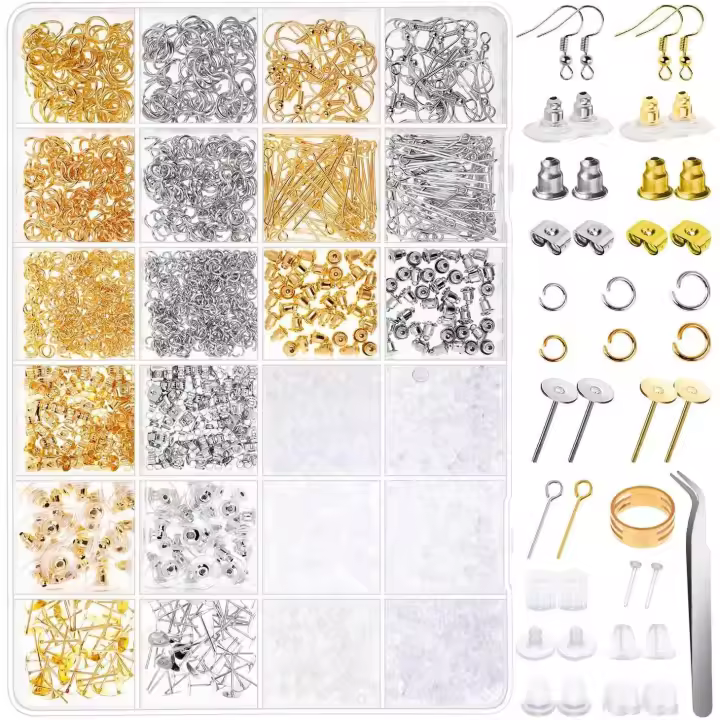 Earring Making Kit, Anezus 2320Pcs Earring Making Supplies Kit with Earring Hooks Findings, Earring Backs Posts, Jump Rings for Jewelry Making S - 1