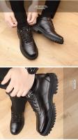 Botas De Hombre Invierno Casuales Cuero Sintético Con Plumas Antideslizantes Altura Del Tobillo Botines De Nieve Versátiles Tallas Reales - details 4