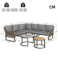 Juego de muebles de Jardín Para 6-7 personas, juego de tumbonas de exterior, Artesanía de trinquete, con dos mesas, Armado de Hierro galvanizado, Patos ajustables, incl. Todos los muebles de asiento - details 7