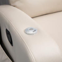 HOMCOM Sillón de Masaje Sillón Relax Eléctrico con 4 Modos de Vibración Reclinación 145° Tapizado en Microfibra Mando a Distancia Mesita 2 Bolsillos Laterales y Posavasos 77x93x105 cm Beige - details 5
