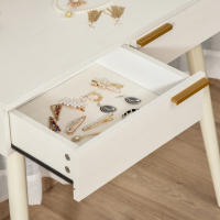 HOMCOM Tocador con Espejo Redondo Mesa de Maquillaje con 2 Cajones Estilo Moderno para Dormitorio Vestuario 80x40x123 cm Blanco - details 5