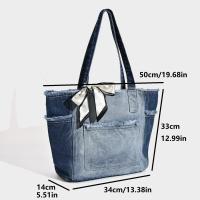 Bolso De Hombro Para Mujer Gran Capacidad De Capacidad Estilo Casual De Denim Bolsa De Compras De Viaje Y Comercio - details 0