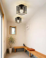 Lámpara De Techo Vintage E27 En Metal Negro Para Pasillo Foyer Aisle Iluminación Interior De Cages Chandelier Para Hogar - details 13
