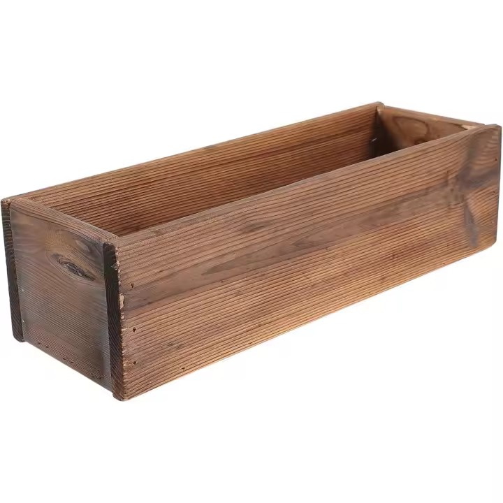 Macetero de ventana de 12 pulgadas, de madera, rectangular, para plantas de exterior, color café. - 1