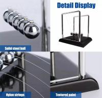 Juguete De Escritorio Newton's Cradle Balanza De Bolas De Acero Regalo Pendulo De Gravedad Para Decoración De Oficina Y Hogar Suministros Educativos De Física Metal - details 2