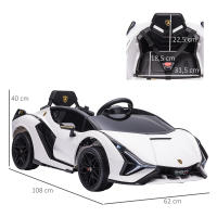 HOMCOM Coche Eléctrico Lamborghini SIAN 12V para Niños de +3 Años con Mando a Distancia Apertura de Puerta Música MP3 USB y Faros 3-8 km/h 108x62x40 cm - details 2