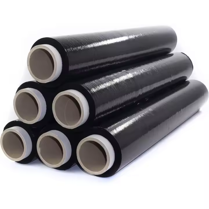 Film Transparente o Negro para Embalar 50CM x 200M,23 Micras Rollo de Papel Film Resistente de Plástico con Alta Elasticidad para Mudanzas y Envíos (Film Negro Embalaje, 6 ROLLOS) - 1