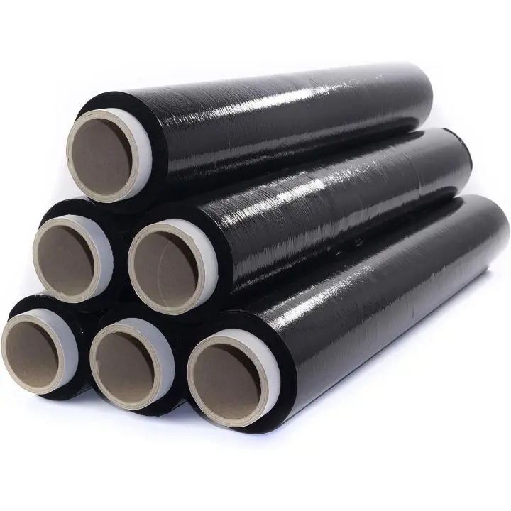 Film Transparente o Negro para Embalar 50CM x 200M,23 Micras Rollo de Papel Film Resistente de Plástico con Alta Elasticidad para Mudanzas y Envíos (Film Negro Embalaje, 6 ROLLOS) - 1