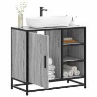 vidaXL Mueble de lavabo madera de ingeniería roble marrón 65x33x60 cm en color Marrón roble/Roble ahumado/Roble Sonoma y más | almacenamiento funcional diseño moderno para baño dormitorio sala - details 3