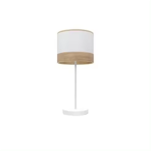 FABRILAMP Lámpara de Mesa Sobremesa Olga 1xe14 Blanco/blanco-madera Clara 42x18x18 Cm - Elegante Diseño - 1