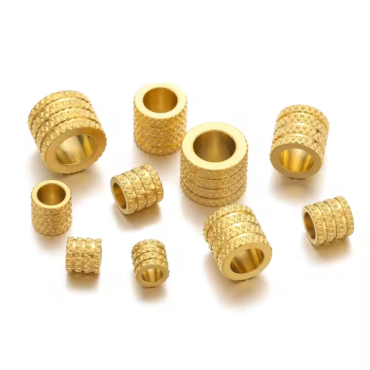 10Pcs Perlas De Acero Inoxidable Con Agujero Grande Para Colgantes Y Pulseras DIY Suministros De Joyería De 3/4/5/6mm - 1