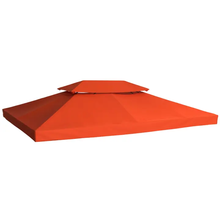 Outsunny Techo de Repuesto 4x3 m para Cenador de Jardín 2 Niveles Transpirable con 10 Orificios de Drenaje Cubierta de Repuesto de Gazebo Pabellón Exterior - 1