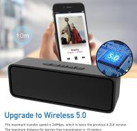 Portable Wireless Speaker, Wireless 5.0 Mini Speaker with 3D Stereo Hi-Fi Bass, Built-in 1500 mAh Battery, Support TF Card and AUX (Black) - details 2