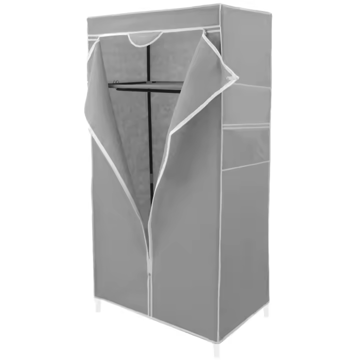 Armario ropero guardarropa de tela desmontable 70 x 45 x 155 cm gris - PrimeMatik - 1