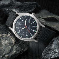 Reloj De Cuarzo Para Hombre Negro Con Correa De Nylon Militar Deportiva Moda Cuadro De Numeros Arábigos Clavija De Hebilla - details 12
