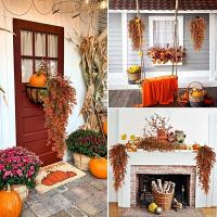 2Pcs Vinateras Artificiales De Otoño Hojas De Planta Falsas Decoración Para Halloween Plantas Florales Artificiales Colgantes - details 2