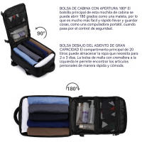 Mochara Viaje avion cabin 40x20x25, mochara de Transporte, mopila impermeable para el Aire Libre, Viajes Diarios, Trabajo, Primavera y Verano-Agplex - details 3