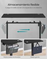 Escritorio Eléctrico Regulable en Altura con 4 Memorias, Bolsillo de Almacenamiento, Para Oficina, Estudio, Blanco, Marrón o Negro, 70x160x72-120 cm - details 15