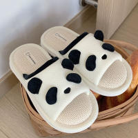 Nuevos Pantuflas De Mujer Con Diseño De Panda Moda Algodón Hemp Cómodo Casual Colores Mixtos Suela De PVC Para El Hogar - details 1