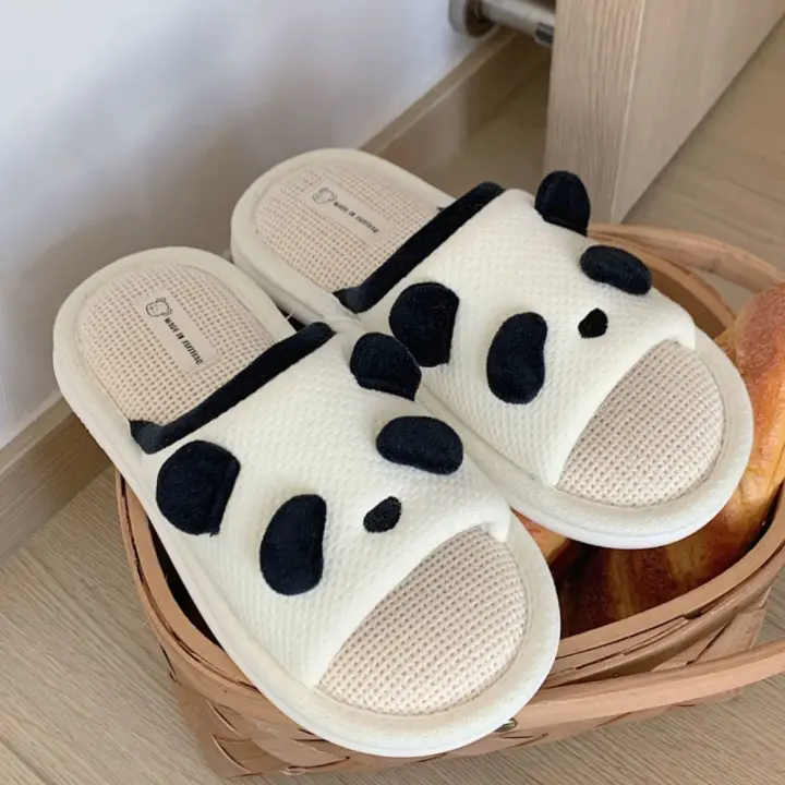 Nuevos Pantuflas De Mujer Con Diseño De Panda Moda Algodón Hemp Cómodo Casual Colores Mixtos Suela De PVC Para El Hogar - 1