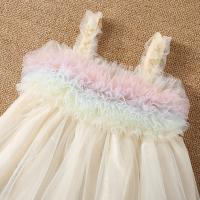 Vestido De Princesa Para Bebé Niña Verano Colores Variados Malla Patchwork Sin Mangas Medio Tamaño Para Fiesta Cumpleaños Y Actuaciones - details 4