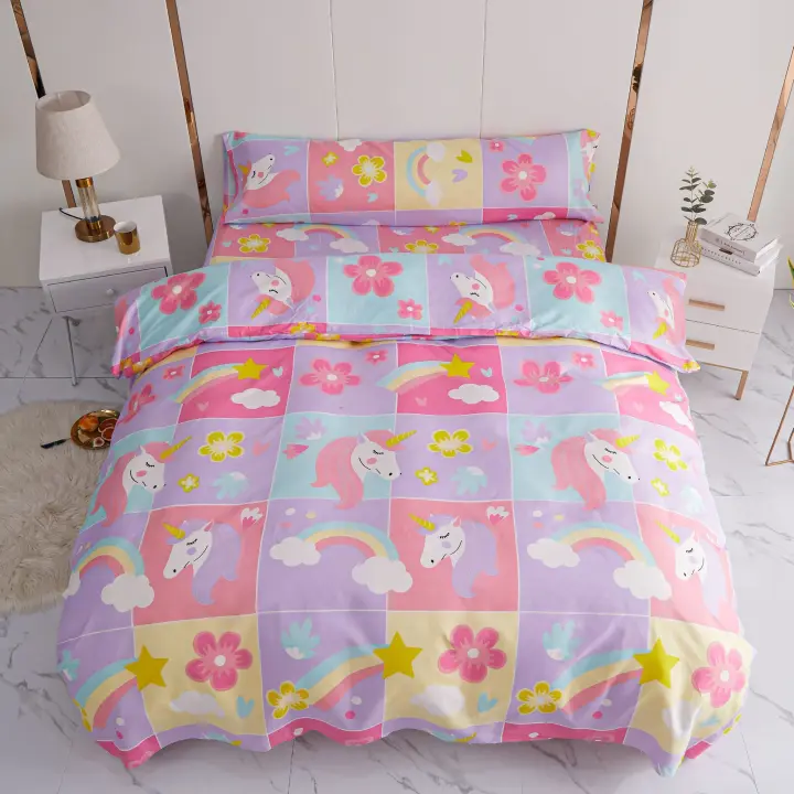 VOLARY - Juego de Sábanas 3PCS de Alta Calidad para Cama 90 - FUNDA NORDICA PARA NIÑO Y NIÑA, DISEÑO DE UNICORNION. Súper Suave, Cálido y Ligero. Ropa de Cama, Incluye  Funda de Almohada + Encimera + Bajera Ajustable - 1