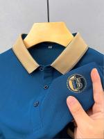Camisa Polo De Verano Para Hombre Con Encaje Y Manga Corta De Seda Helada Transpirable Moda Casual Brecha De Negocios - details 9