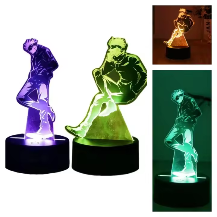 Lámpara De Noche LED 3D Anime Figuras Jujutsu Kaisen Acrílico RGB Toque Inteligente 7 Colores Luz De Decoración Para Dormitorio Regalos - 1