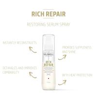 Goldwell Dualsenses Rich Repair Restoring Serum Spray 150 Ml / Spray Sérum Sin Aclarado para Cabello Seco y Dañado / Desenreda, Suaviza y Aporta Brillo. - details 1