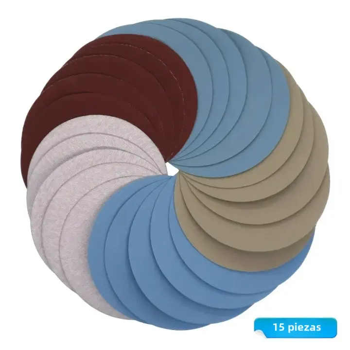 15pcs Disco De Arena De 125mm Pulido Con Lazo De Ganchillo Niveles De Grit 1000 2000 3000 4000 5000 Para Automóviles - 1