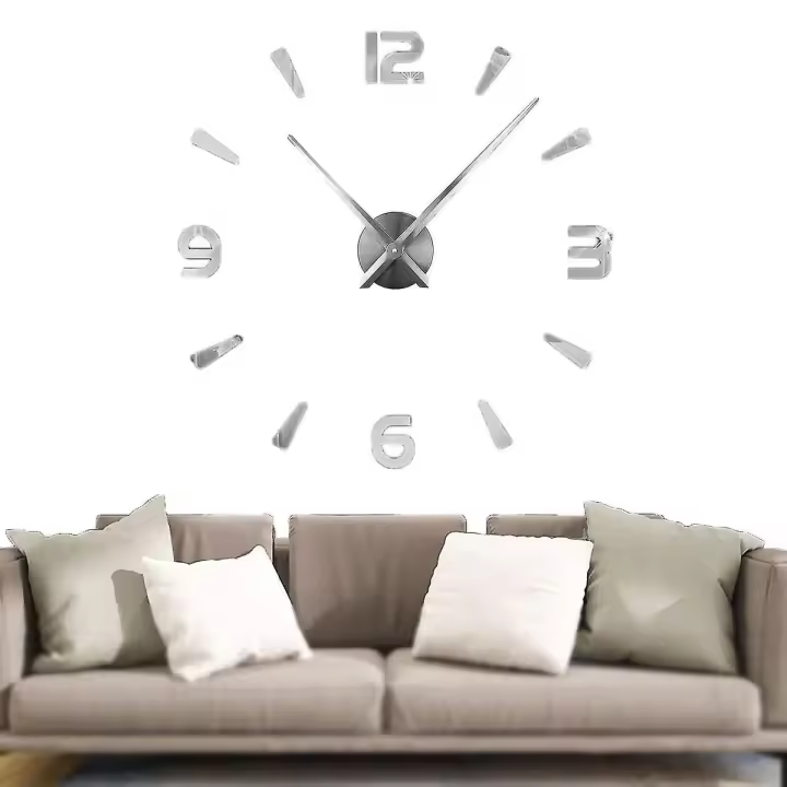 Reloj de pared grande sin marco, 3D moderno con espejo - 1