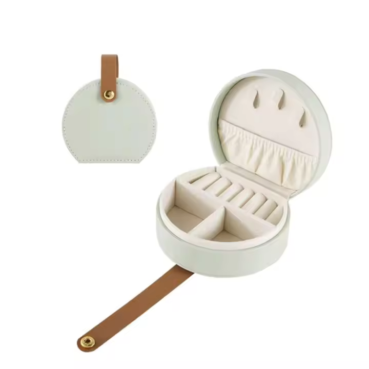 Joyero de viaje, caja de almacenamiento portátil, caja para joyas, joyero bonito de cuero para mujer, organizador para pendientes, colgantes, anillos y pulseras - 1