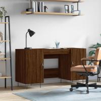 vidaXL Escritorio madera de ingeniería roble marrón 140x50x75 cm en color Marrón roble/Blanco/Roble Sonoma y más | estructura resistente ideal para salón dormitorio o estudio - details 0