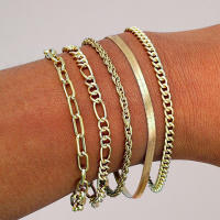 Juego De Máximo 6PCS Cadena De Serpiente Plana Dorada Para Hombres Y Mujeres Joyería De Moda Clásica Vintage Regalo Ideal Para Fiestas Bodas Aniversarios Viajes Uso Diario - details 10