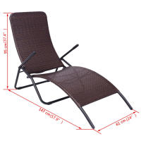 vidaXL Tumbona plegable de ratán sintético Sillas de Exterior Ideal para jardín, playa, piscina, terraza Tumbona Piscina Tumbonas Playa Tumbonas Jardín Exterior - details 5